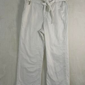 J.Crew white linen pants with tie waist, Size 30
